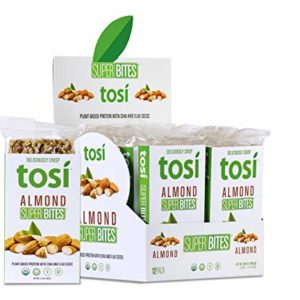 Tosi Organic SuperBites Vegan Snacks, Almond, 2.4oz (Pack of 12), Gluten Free, Omega 3s, Fiber
