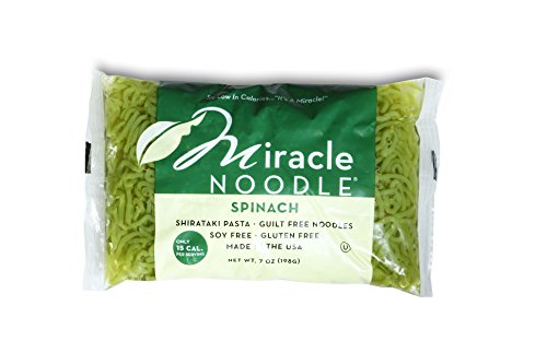 Miracle Noodle Spinach Shirataki Noodles, 7 oz (Pack of 6), Angel Hair Pasta, Low Carbs, Low Calorie, Gluten Free, Soy Free, Keto Friendly