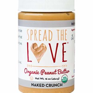 Spread The Love NAKED CRUNCH Organic Peanut Butter, 16 Ounce All Natural, Vegan, Gluten Free, Creamy, Dry Roasted, No Added Salt or Sugar, No Palm Oil, Made in California