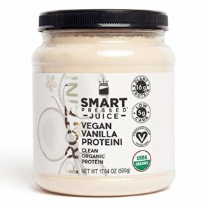 Vegan Vanilla Proteini Organic Protein Powder | Smart Pressed Juice | Clean Lean Plant Based Protein Shake | Best Fat Burner Weight Loss Detox Smoothie | No Sugar added No Fillers (20 serving jar)