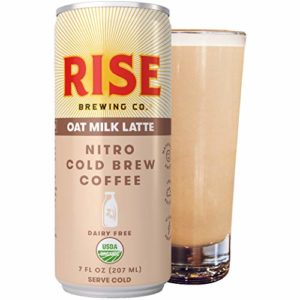 RISE Brewing Co. | Oat Milk Nitro Cold Brew Latte (12 7 fl. oz. Cans) - USDA Organic, Non-GMO | Vegan & Dairy Free | Clean Energy, Low Acidity, Slightly Sweet & Refreshingly Smooth | 130 Calories