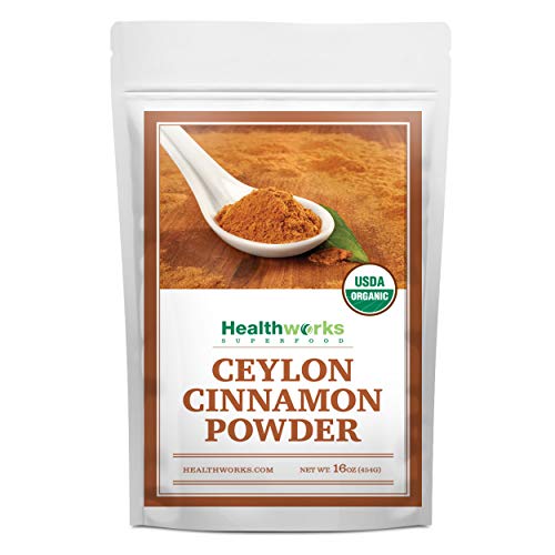 Healthworks Ceylon Cinnamon Powder Ground Raw Organic (16 Ounces / 1 Pound) | Keto, Vegan & Non-GMO | Great with Coffee, Tea & Oatmeal | Premium Antioxidant Superfood/Spice