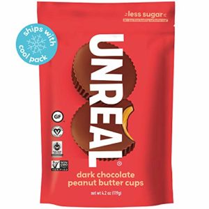 UNREAL Dark Chocolate Peanut Butter Cups | Less Sugar, Vegan, Gluten Free | 6 Bags