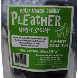 Ginger Sesame Seitan Vegan Jerky 2 Oz - Hand Made - Savory Extra Tough Texture
