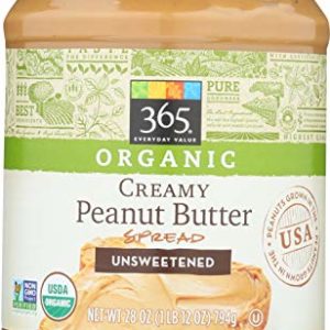 365 Everyday Value, Organic Creamy Peanut Butter Spread Unsweetened, 28 oz