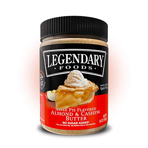 Legendary Foods Almond & Cashew Butter | Keto Diet Friendly, Low Carb, No Sugar Added, Vegan | Apple Pie, 16oz Jar