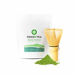 Tenzo Tea (Whisk Included in Box) - Ceremonial Grade Matcha Green Tea Powder (For Sipping as Tea) - USDA Organic, Kosher, Vegan, Paleo/Keto Friendly (30 Gram + Whisk)