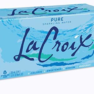 LaCroix Sparkling Water, Pure, 12oz Cans, 8 Pack, Naturally Essenced, 0 Calories, 0 Sweeteners, 0 Sodium