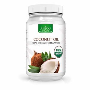 Anjou Coconut Oil, Organic Extra Virgin, Cold Pressed Unrefined for Hair, Skin, Cooking, Health, Beauty, USDA Certified, 11oz