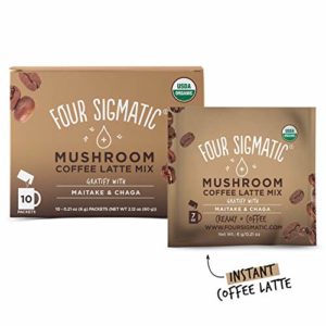 Four Sigmatic Mushroom Coffee Latte - USDA Organic Coffee with Maitake & Chaga Mushrooms - Vegan, Paleo - Gratify - 10 Count