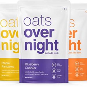 Oats Overnight Dairy-Free - Premium High-Protein, Low-Sugar, Gluten-Free, Vegan Oatmeal (2.6oz per pack) (12 Pack Variety)