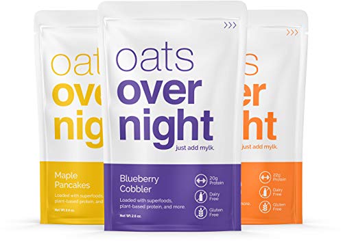 Oats Overnight Dairy-Free - Premium High-Protein, Low-Sugar, Gluten-Free, Vegan Oatmeal (2.6oz per pack) (12 Pack Variety)