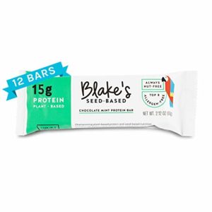 Blake's Seed Based Protein Bar, Chocolate Mint, 2.1oz (12 Bars), Allergy Friendly, Plant Protein, Vegan, Nut Free, Gluten Free, Dairy Free, Soy Free, Egg Free, Non GMO