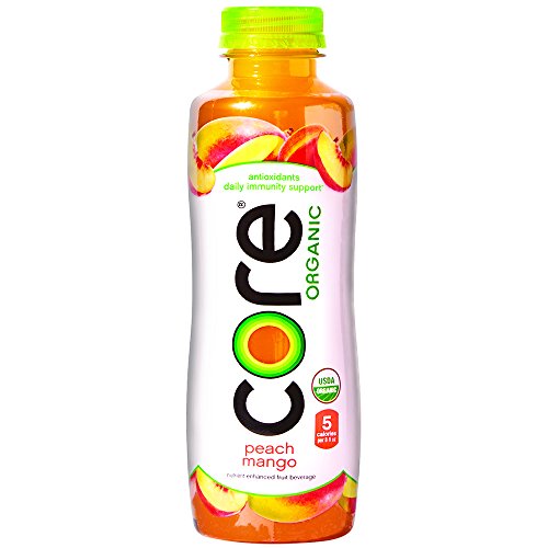 CORE Organic, Peach Mango, 18 Fl Oz (Pack of 12), Fruit Infused Beverage, Vegan/Gluten-Free, Non-GMO, Refreshing Flavored Water with Antioxidants, Great For Immunity Support