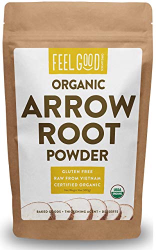 Organic Arrowroot Powder (Flour) - 1 Pound Resealable Bag (16oz) - 100% Raw From Vietnam - by Feel Good Organics