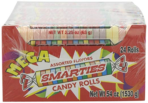 Smarties Candy Rolls, Mega,2.25 Ounce(24 Count)