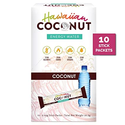 New Hawaiian Coconut Water Healthy Energy Drink - Instant Natural Energy Drink 10 Packets - Non GMO, Vegan, Gluten Free