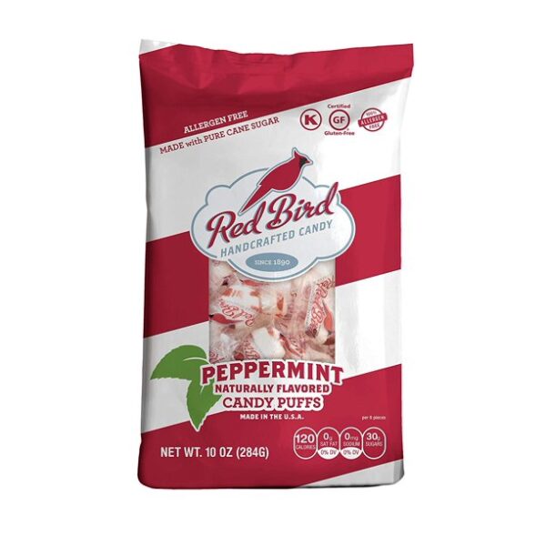 RED BIRD REFRESH - MINTS Soft Peppermint Puffs that Melt in Your Mouth, 10 oz Bag. Made with Pure Cane Sugar. Free From the Top 8 Allergens, Kosher