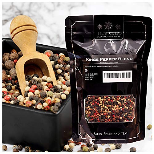 The Spice Lab (1 Lb) Kings Peppercorn Medley (5 Pepper Mix) Mixed Peppercorns Blend - All Natural OU Kosher Non GMO Gluten Free - 16 oz Resealable Ba