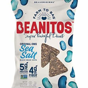 Beanitos Black Bean Chips with Sea Salt Plant Based Protein Good Source Fiber Gluten Free Non-GMO Vegan Corn Free Tortilla Chip Snack, 5 Ounce, Pack of 6