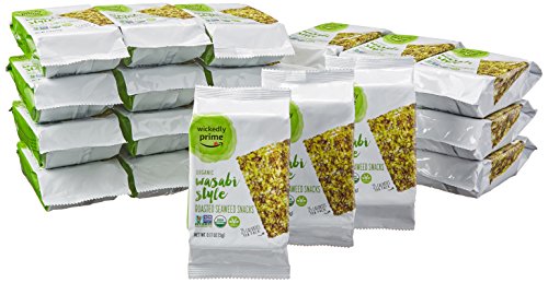 Wickedly Prime Organic Roasted Seaweed Snacks, Wasabi Style, 0.17 Ounce (Pack of 24)