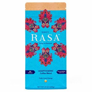 Dirty Rasa Herbal Coffee with Adaptogens, Energy and Focus - Fair Trade, Organic, Adaptogenic, Low Caffeine, Vegan, Keto, Whole30, Gluten Free, 8 Ounce