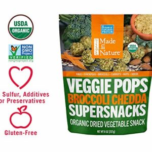 Made In Nature Organic Broccoli Chedda Veggie Pops, 8oz - Non-GMO Vegan Veggie Super Snack