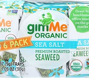 gimMe Organic, Roasted Seaweed Snack, Sea Salt, 6 pack