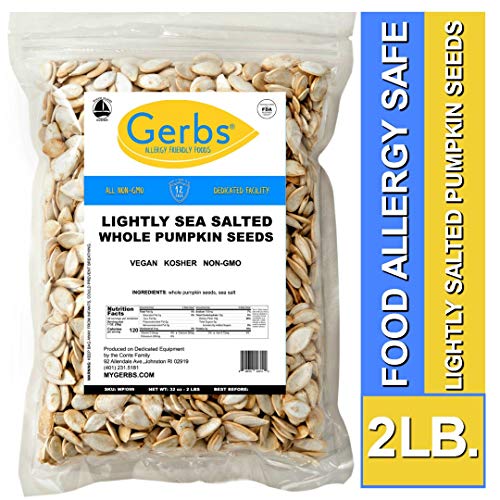 Lightly Sea Salted Whole Pumpkin Seeds, 2 LBS by Gerbs - Top 14 Food Allergy Free & Non GMO - Vegan, Keto Safe & Kosher - Pepitas grown in USA