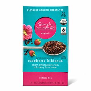 Simply Balanced Organic Herbal Tea Raspberry Hibiscus 1.4OZ- 20 bags (One Pack)