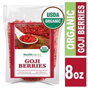 Healthworks Raw Goji Berries (8 Ounces) | Certified Organic & Sun-Dried | Keto, Vegan & Non-GMO | Baking, Teas & Smoothies | Antioxidant Superfood