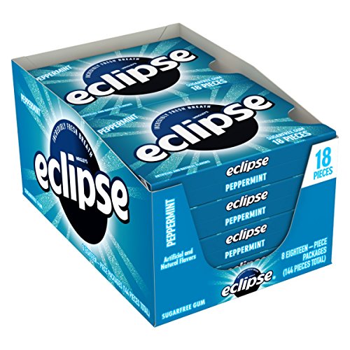 Eclipse Peppermint Sugarfree Gum, 18 Piece Pack (8 Packs)