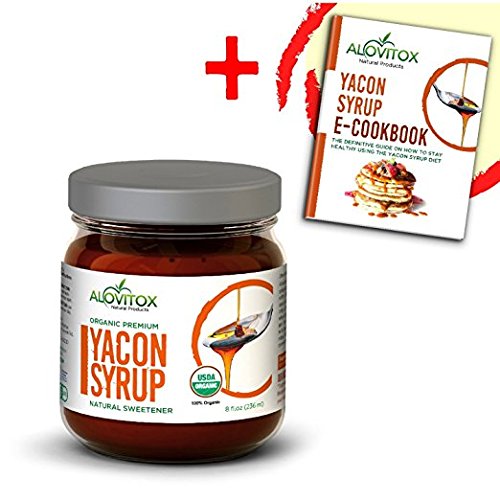 100% Pure Yacon Syrup - USDA Certified Organic Natural Sweetener - All-Natural Sugar Substitute - 8 Oz. Safe Glass Jar - Keto Vegan & Gluten Free - Free cookbook