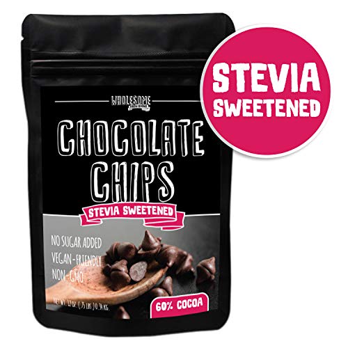 Sugar Free Chocolate Chips, Stevia Sweetened, 12 oz. Value Size, Non-GMO, Vegan, Keto, Low Carb, 60% Cocoa, All Natural, Baking Chips, Gluten Free, No Sugar Added