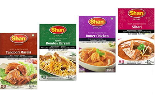 Shan Spices - Variety Pack of 4 (Tandoori, Butter Chicken, Bombay Biryani, Nihari) 50g x4