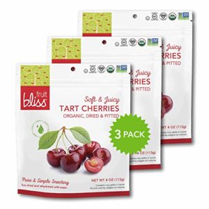 Organic Dried Cherries, Dried Fruit Snacks - Soft & Juicy Pitted Tart Cherry - Organic Fruit Snacks, Natural Dried Fruit Pouches, Non-GMO, Gluten-Free, Vegan Snacks (3 Pack - 4 Oz)