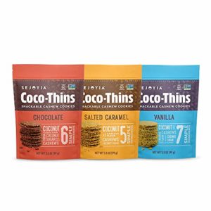 Sejoyia Gluten Free Vegan Coco Thins Paleo Keto Snacks, Variety Pack, 3.5 Ounce (3 Count), Coconut Sugar