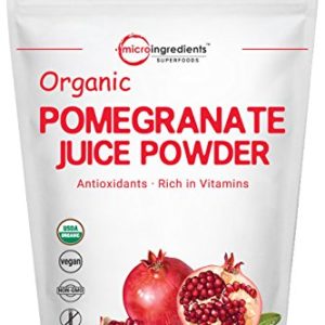 Organic Pomegranate Juice Powder, 1 Pound, Freeze Dried and Cold Pressed, Natural Antioxidant to Support Cardiovascular Health, Organic Flavor for Smoothie and Beverage, No GMOs and Vegan Friendly