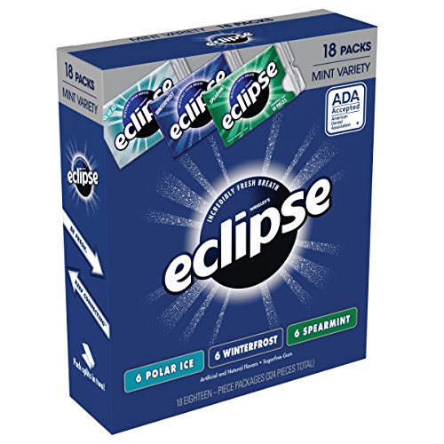 ECLIPSE Sugar Free Mint Chewing Gum Variety Pack, 18-Count Box