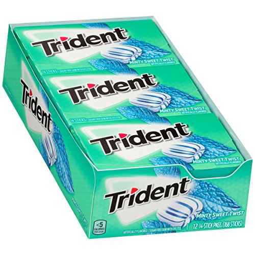 Trident Minty Sweet Twist Sugar Free Gum - with Xylitol - 12 Packs (168 Pieces Total)
