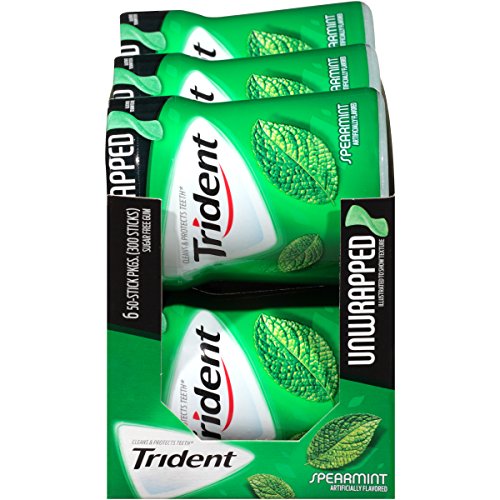 Trident Unwrapped Sugar Free Gum, Spearmint, 50-Piece, 6-Pack)