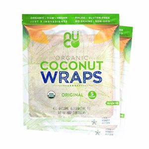 NUCO DUO Certified Organic, All Natural, Paleo, Gluten Free, Vegan Non-GMO, Kosher Raw Veggie NUCO Coconut Wraps. NO Salt Added Low Carb and Yeast Free 10 Count Various Quantities