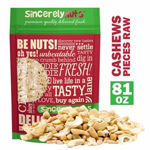 Sincerely Nuts Cashew Pieces (Raw) (5 LB)- Vegan, Keto, Paleo and Gluten-free food-Add to Your Favorite Recipes-Nutritious and Delicious On-the-Go Snack-High in Beneficial Vitamins and Minerals