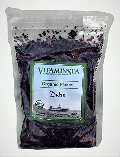 VitaminSea Organic Dulse Flakes Seaweed - 4 oz / 112 G Maine Coast - USDA & Vegan Certified - Kosher - Perfect for Keto or Paleo Diets - Atlantic Ocean - Sun Dried - Raw and Wild Sea Vegetables (DF4)
