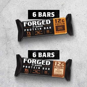 Quaker Forged Protein Bars, Milk Chocolate & Peanut Butter Variety Pack (12 Bars)