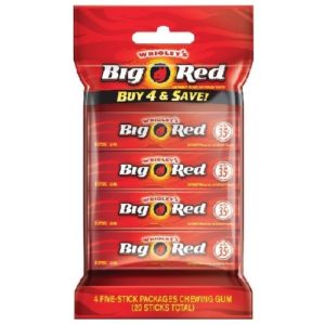 Wrigley's Big Red Gum - Bag of 4 Packs (5 Sticks Each Pack)