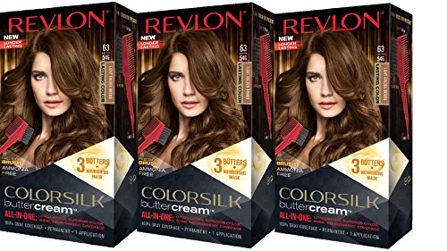 Revlon Colorsilk Buttercream Hair Dye, Light Golden Brown, 3 Count