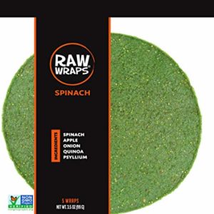 Raw Wraps Spinach- Gluten & Soy Free, Vegan & Raw, Paleo (Quinoa Seeds)