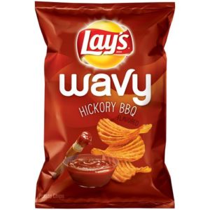 Frito Lay, Lay's, Wavy, Hickory Barbecue Flavored Potato Chips, 9.5oz Bag (Pack of 3)