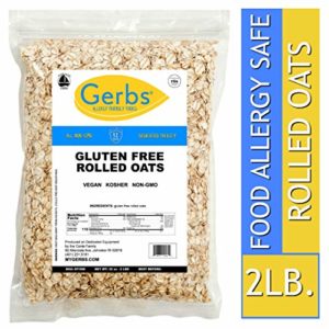Gerbs Gluten Free Rolled Oats - 2 LBS - Top 14 Allergen Free & NON GMO - Vegan, Keto Safe & Kosher - Grown in USA Dedicated Farm